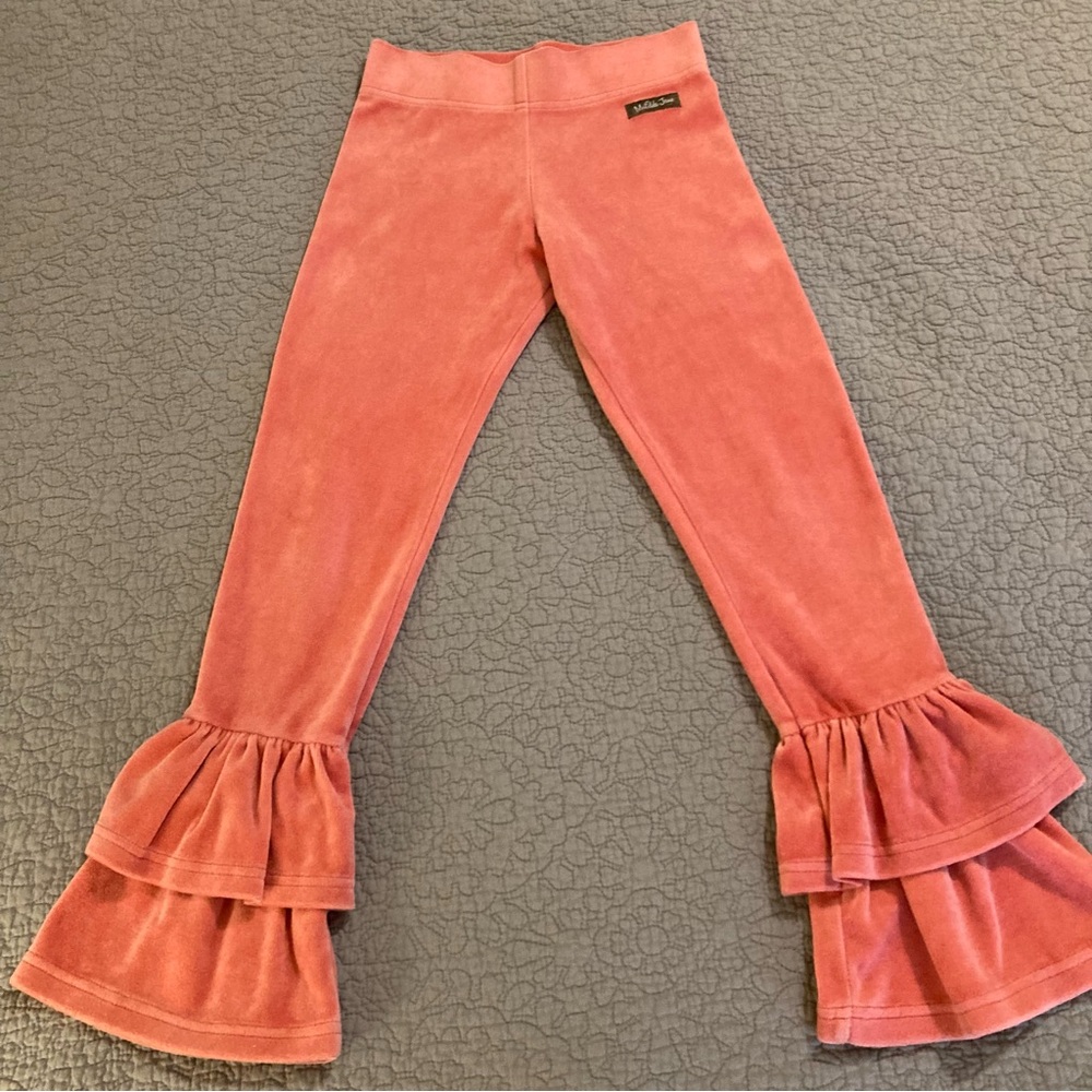 Matilda Jane Velour Coral Ruffle Leggings girls size 8 pants
